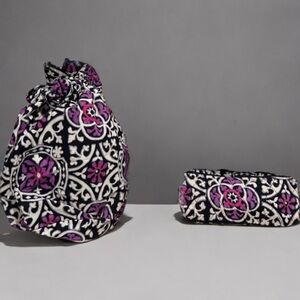 Vera Bradley Set of 2: Ditty Wet Bag & Small Pouch in Scroll Medallion, Retired